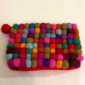 Peruvian wool felted Pom-Pom coin purse